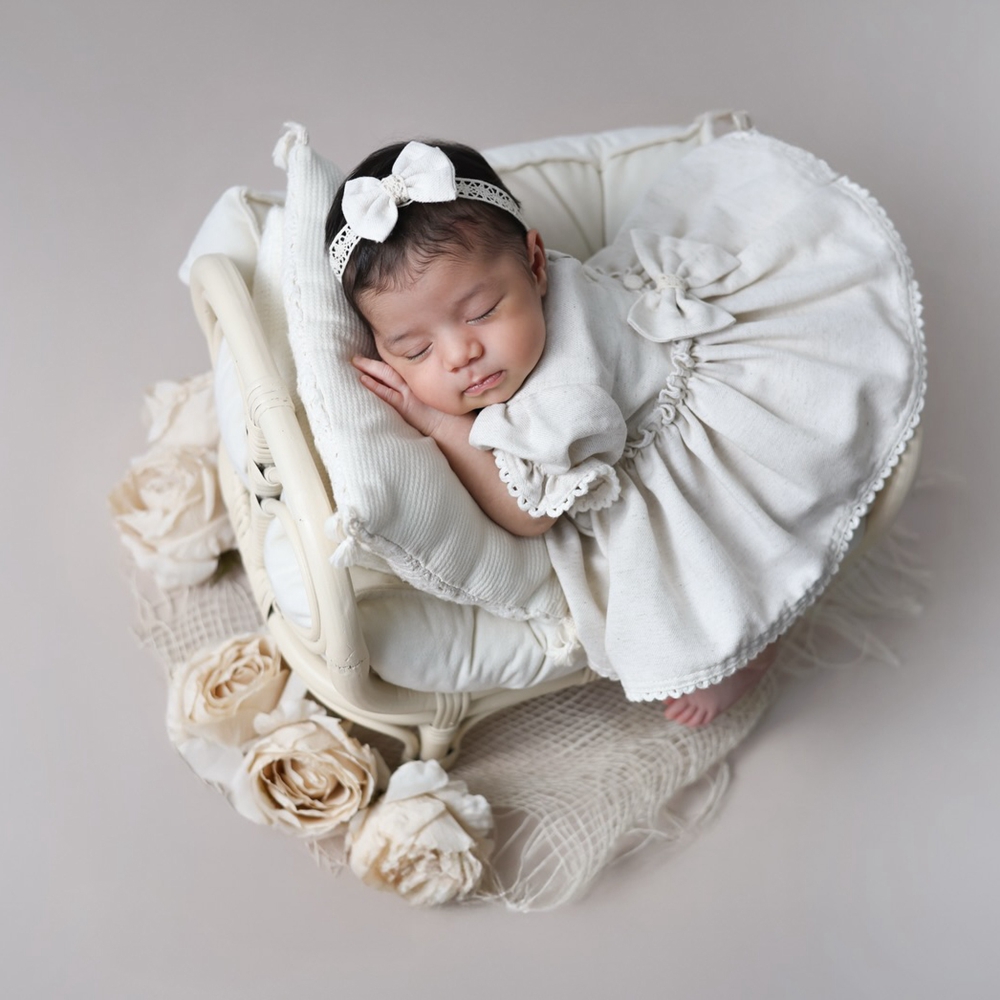 Photo Booth Prop - Pasgeboren fotografie rekwisieten babymeisjeskleding kanten rug