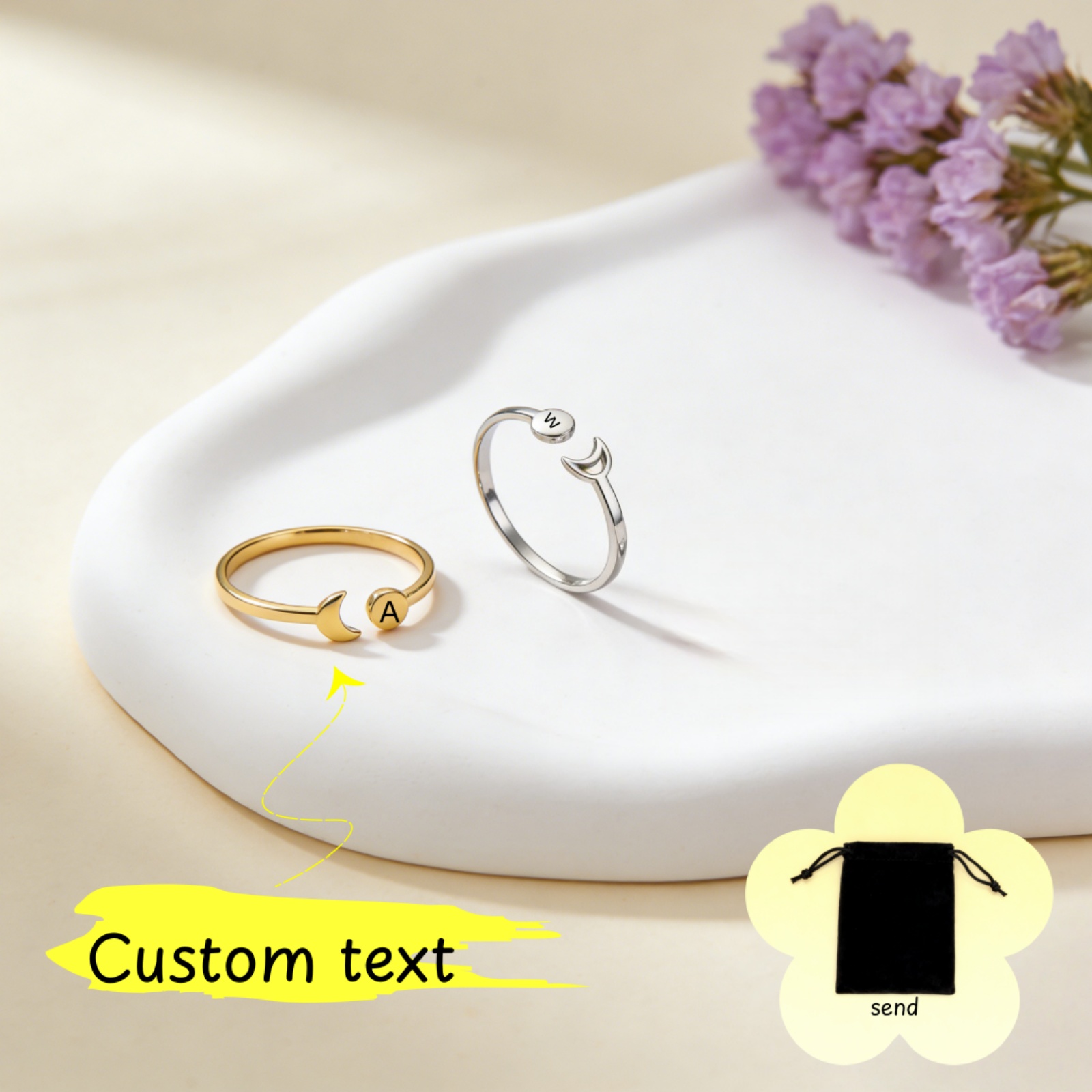 Wedding Z - Aangepaste naam A-Z Initial Retro Moon