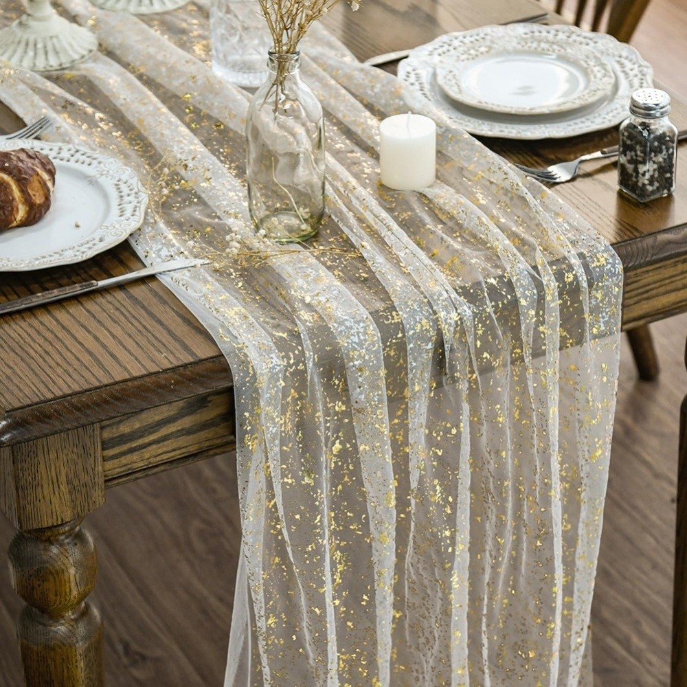 Table Runner Sequin - Gouden Pailletten Glitter Hete Stamping Tafelkleed