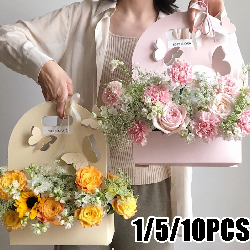 Wedding Hampers - 1/5/10 Stuks Vlinder Bloembak Hand Bloemenmand