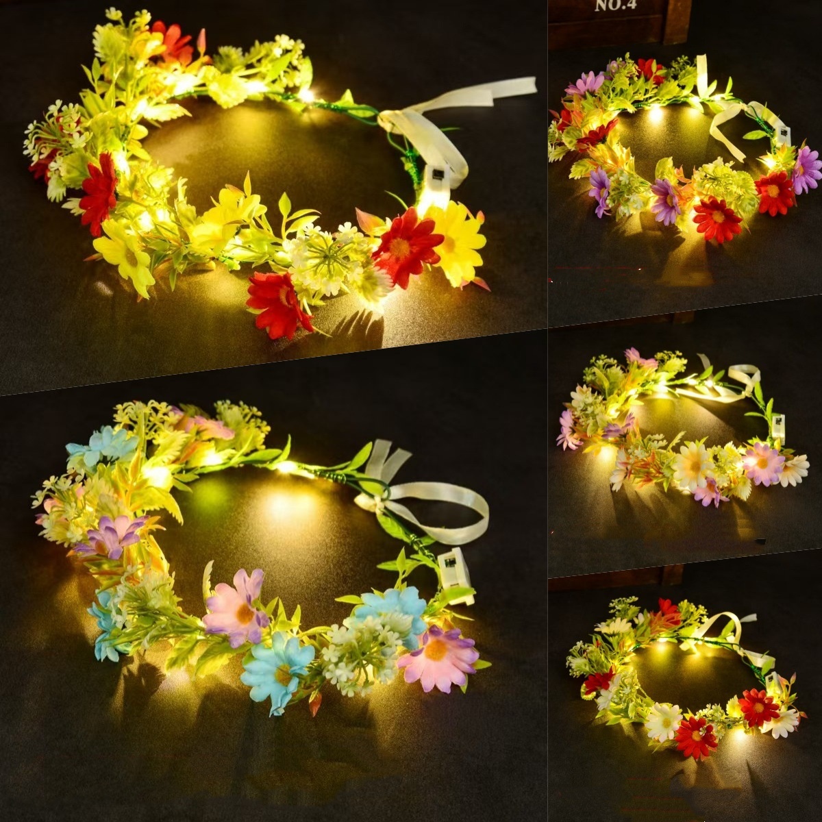 Wedding Arch Flower - LED Lichtgevende Bloemenkrans Hoofdband Lumineuze Bloemkrans