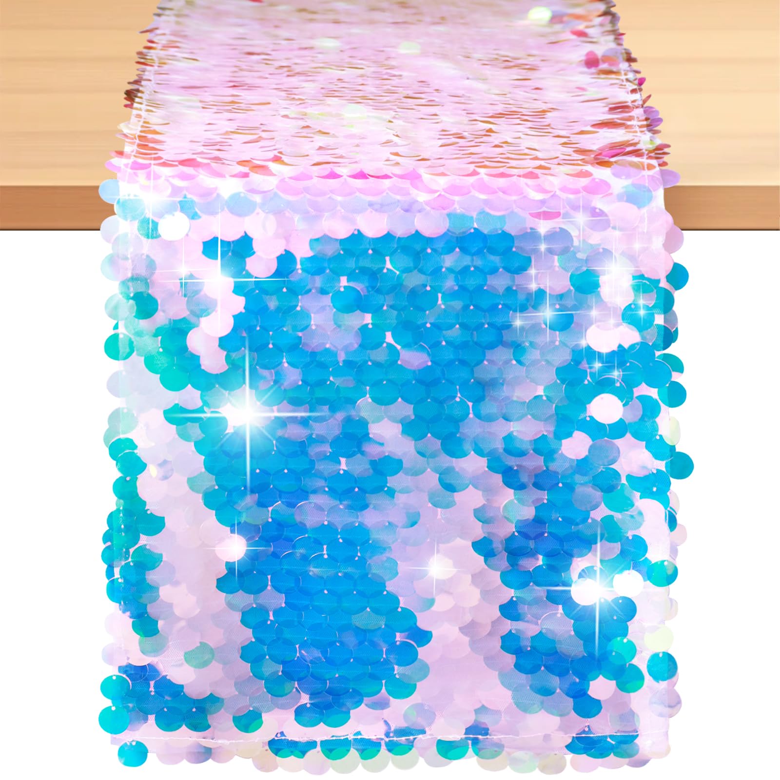 Table Runner Sequin - Zeemeerminfeest Tafelloper Zeemeerminstaart Schalen Pailletten Tafelloper
