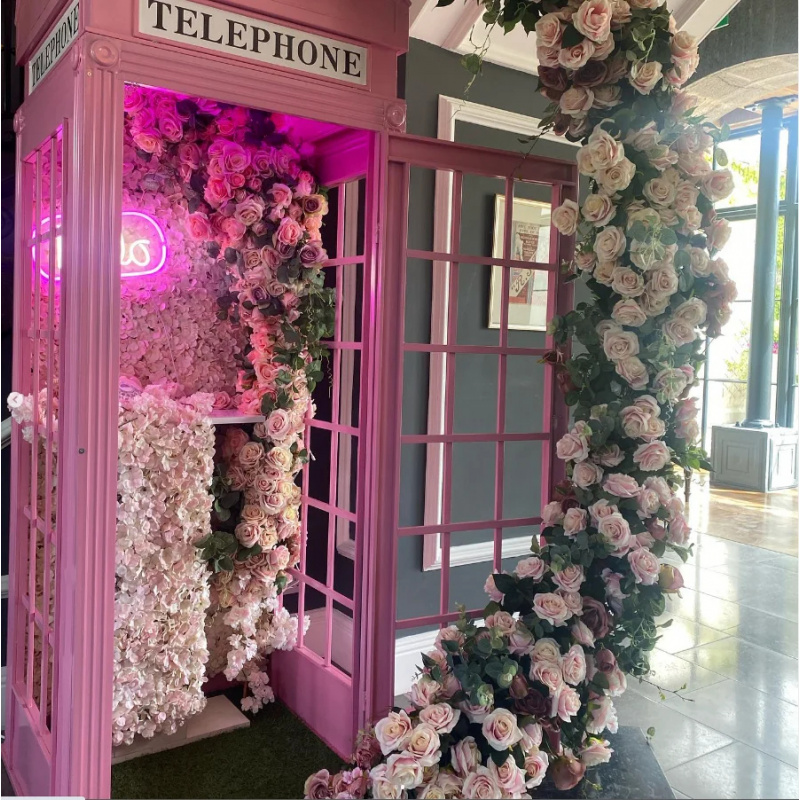 Roze telefooncel met bloemensa - Photo Booth Prop recensie en prijs