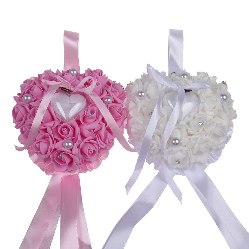 1 stks hartvorm Rose Bloemen R - Ring Bearer Pillow recensie en prijs