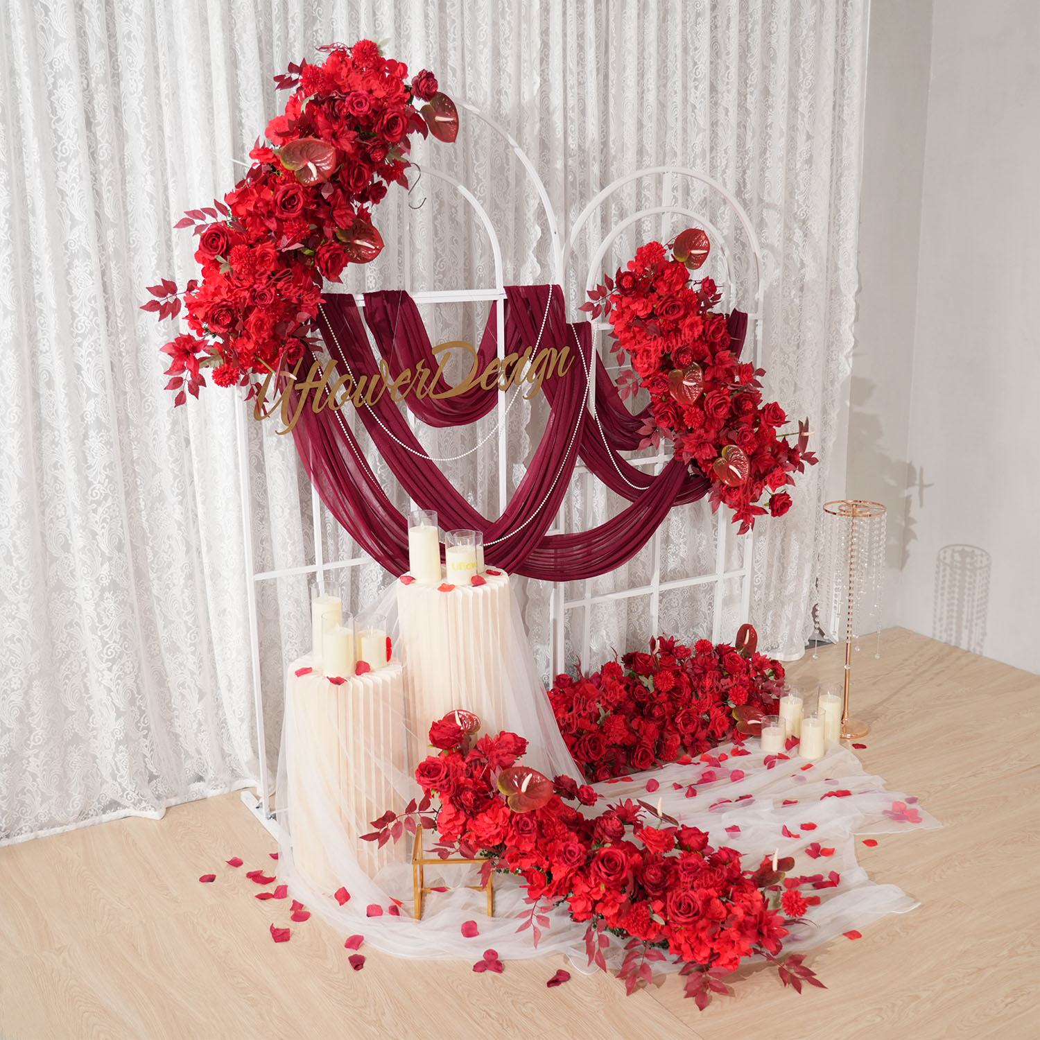 Uflower Rode Bloem Rij Huwelij - Wedding Arch Flower recensie en prijs